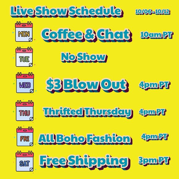Mamachickys Weekly Show Schedule -- 10/06 - 10/12  Click to SEE!!! - Picture 1 of 1